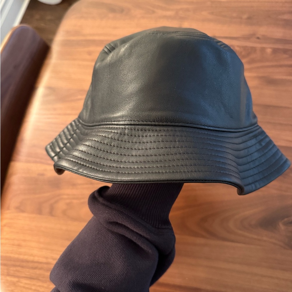 Stand Studio Black Leather Bucket Hat NWT